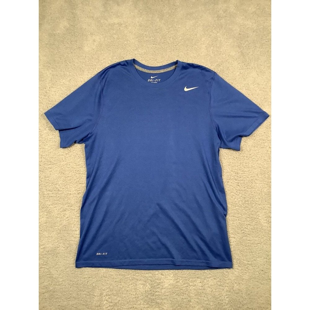 Nike Dri Fit Mens‎ Large Athletic Shirt Blue Short Sleeve Breathable Light